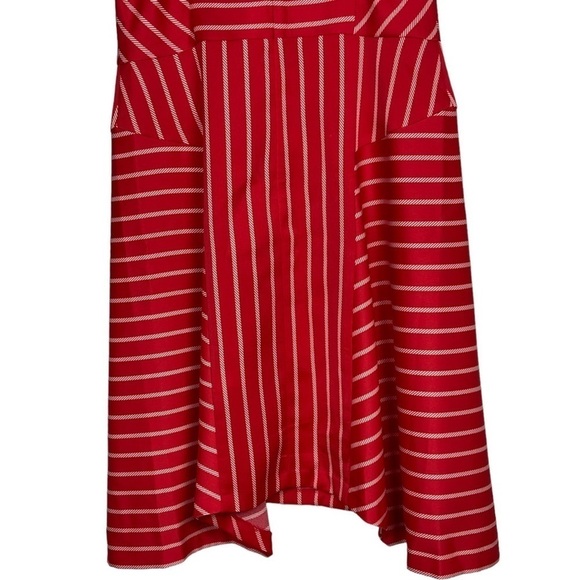 BANANA REPUBLIC STRIPED RED SQUARE NECK SPAGHETTI STRAP HANDKERCHIEF HEM DRESS - Picture 5 of 14